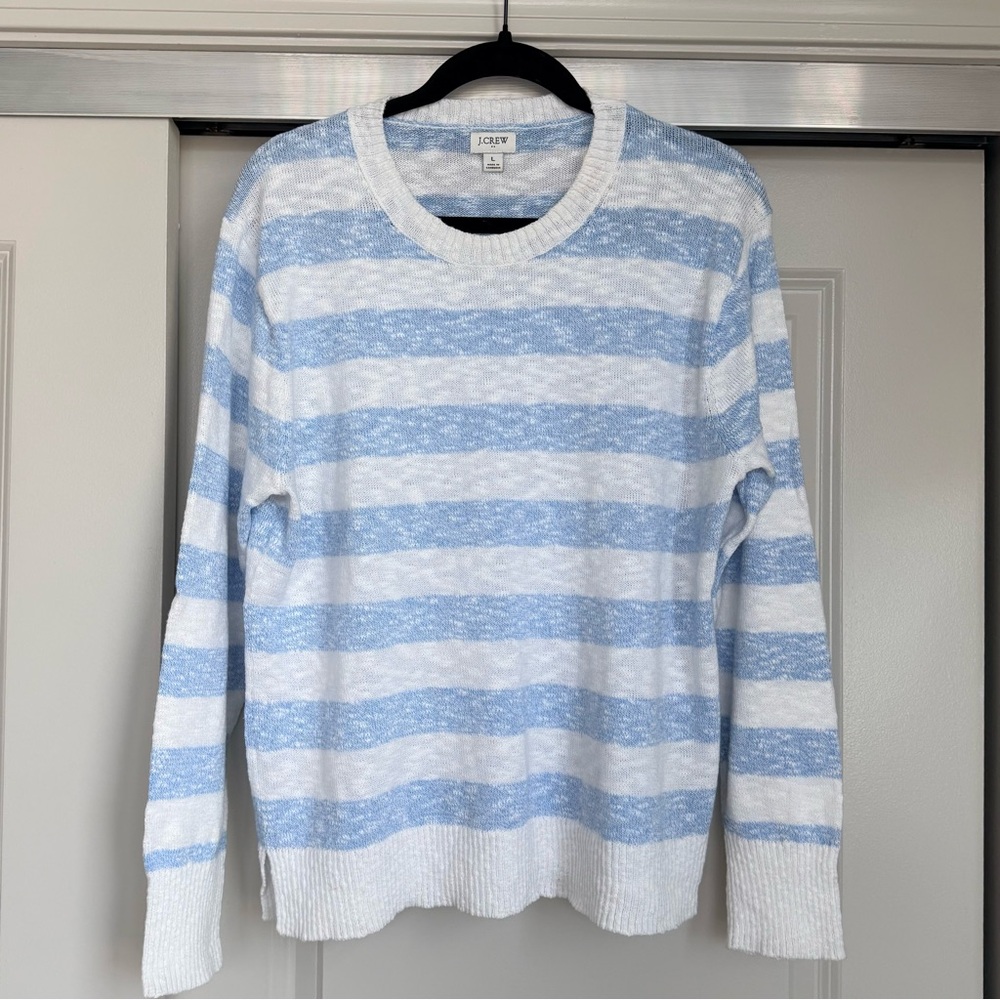 J. Crew Factory Crewneck beach sweater Blue and White Stripes